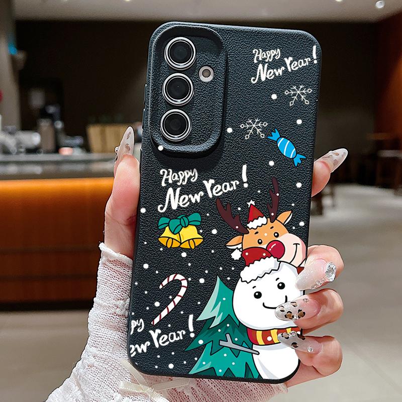 С Новым Годом Чехол для Телефона для Samsung Galaxy A56 A16 A17 A36 A26 A55 A15 A25 A54 5G S25 S24 S22 Ultra S24 S23 FE Мягкая TPU Обложка