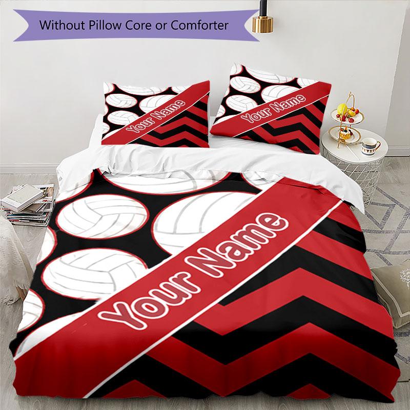 3PC Custom Name Volleyball Spirit Jersey Bedding Set Duvet Cover Closure Includes 1 Duvet Cover & 2 Pillowcases for Bedroom