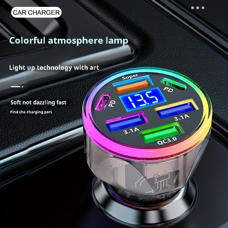 6-Port 66W Fast Car Charger - Rapid Mobile Phone Charging Adapter with 12V-24V Power Conversion Plug for Car Electronics Accessories