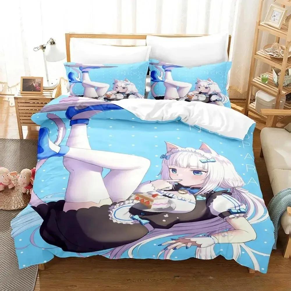 3D Печать Аниме Кавайные Девочки Nekopara Комплект Постельного Белья Односпальный Полуторный Полный Евро Кинг Размер Комплект Постельного Белья Взрослый Детская Спальня Комплекты Пододеяльников