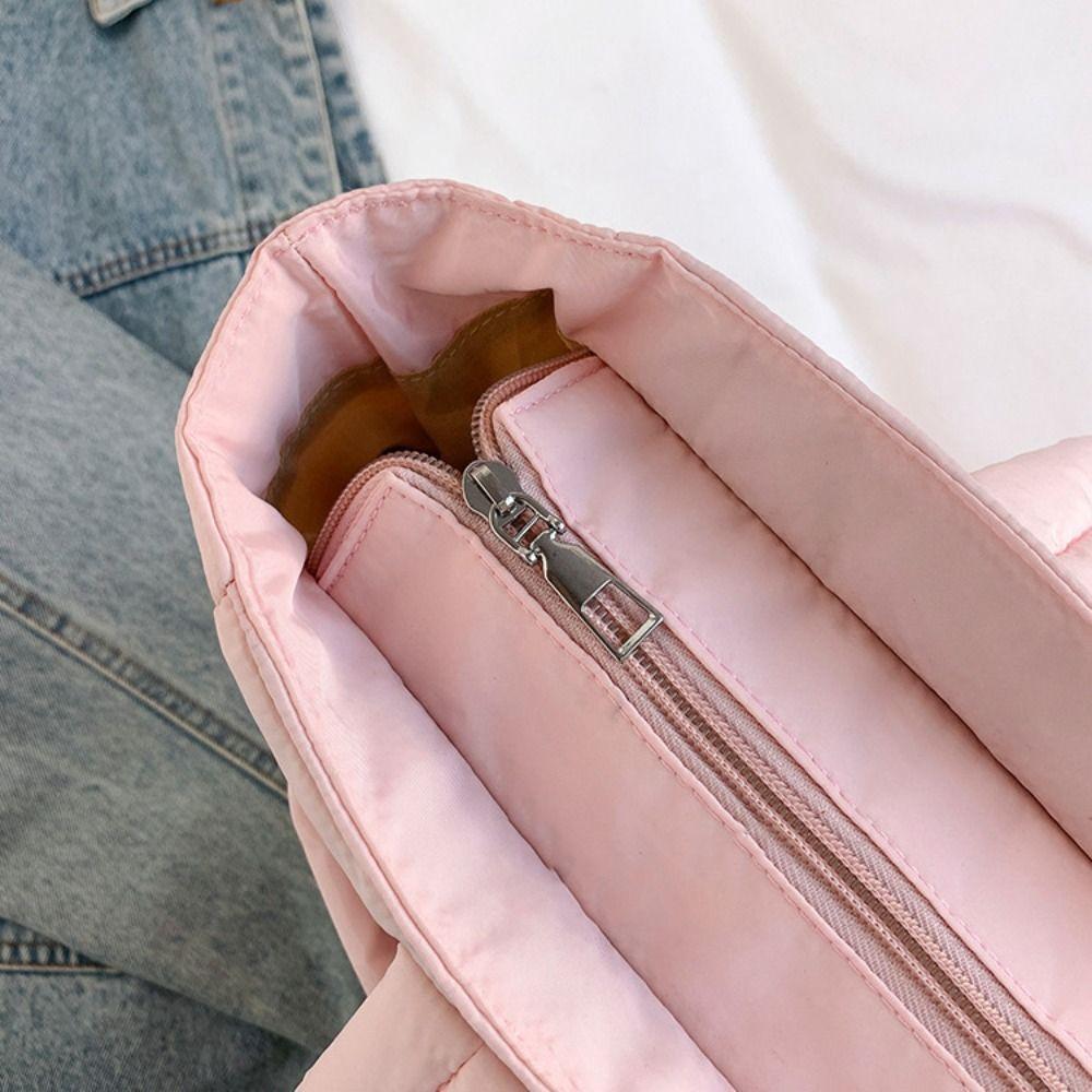 Корейский стиль Пуховая хлопковая наплечная сумка Однотонная нейлоновая сумка-тоут Хлопковая стеганая сумка Леди