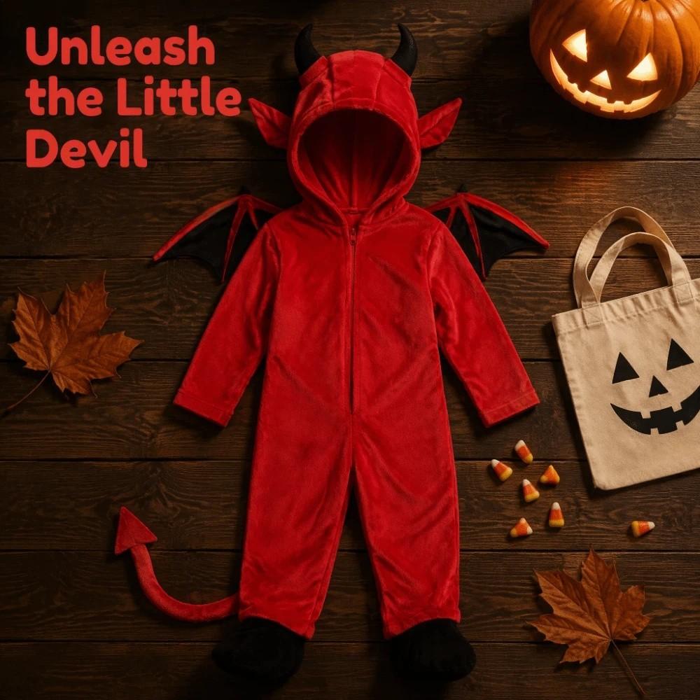 Bat Wings Halloween Bat Bodysuit Devil Horn Kids Cosplay Costume Performance Property