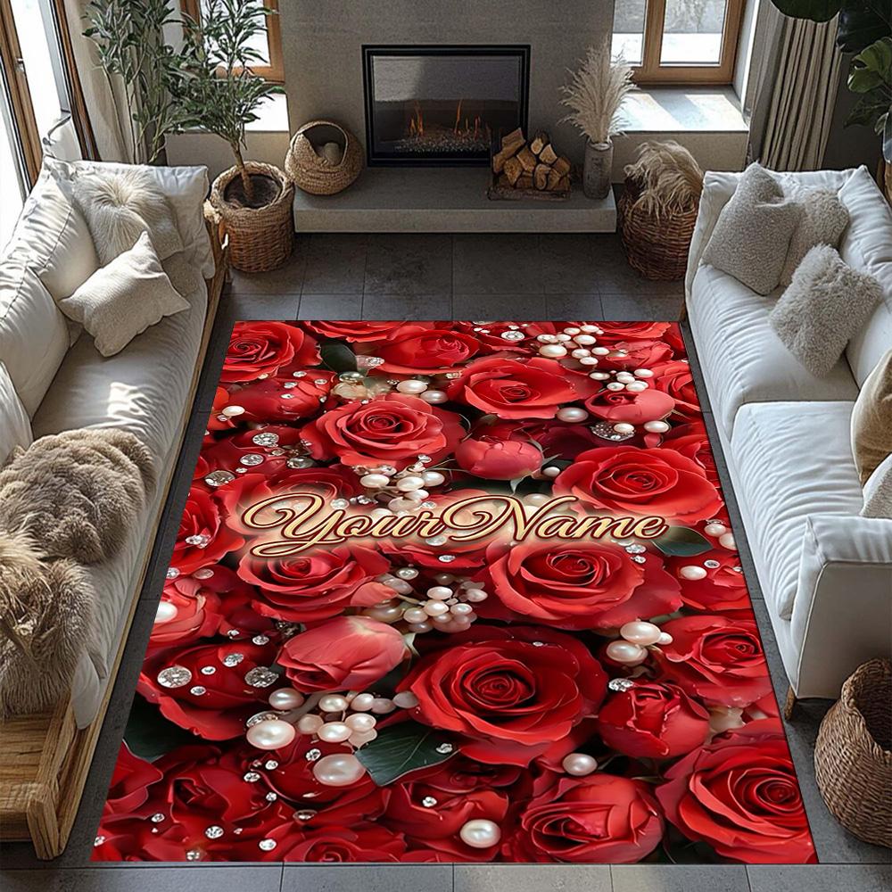 Rose Customize Text Floor Mat Suitable for Entryway Balcony Hallway Living Rooms Antislip Carpet Office home decor Best for Christmas