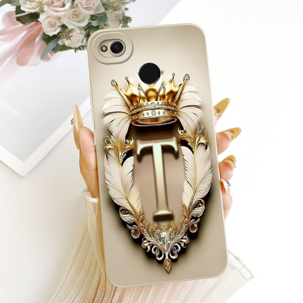 Phone Case For Redmi 4x Cover Luxury A-Z Letters Fashion Crown 2D Painted Silicone Bumper For Xiaomi Redmi 4x Casing