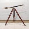 Maritime Brass Double Barrel Telescope with Wooden Tripod Floor Standing Telescopic Tripods, Gift for Someone Who Has Everything