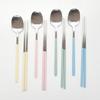 Willive 304 Stainless Steel Pastel Cutlery Set, Yellow, Green, Spoon + Chopsticks, 2 Sets, Korean Popular Tableware