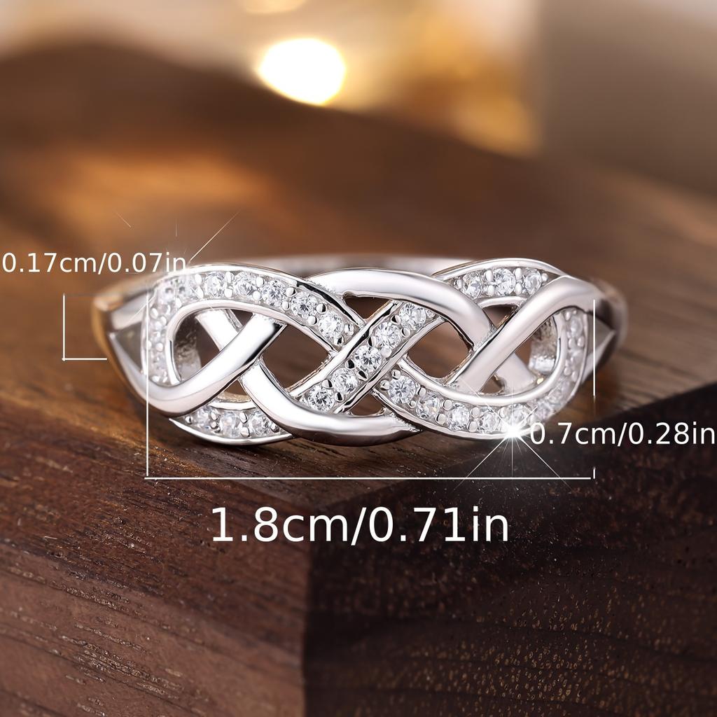 Elegant and simple women's zircon inlaid ring, exquisite finger decoration, wedding gift