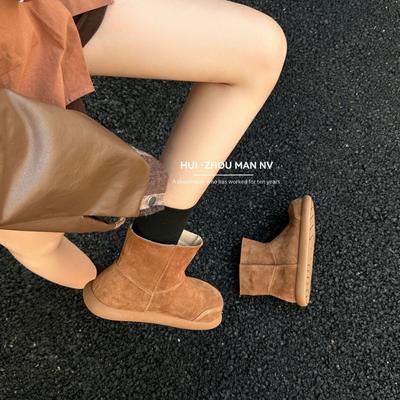 Первый слой коровьей кожи~ натуральная кожа ретро уродливые милые ботинки с большой головой на плоской подошве короткие ботинки женские ботинки Мартин с круглым носком Майяр