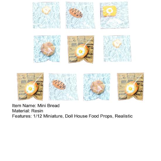 10 шт. Набор для кукольного домика Мини-хлеб из смолы Миниатюрный хлеб Тосты Закуски