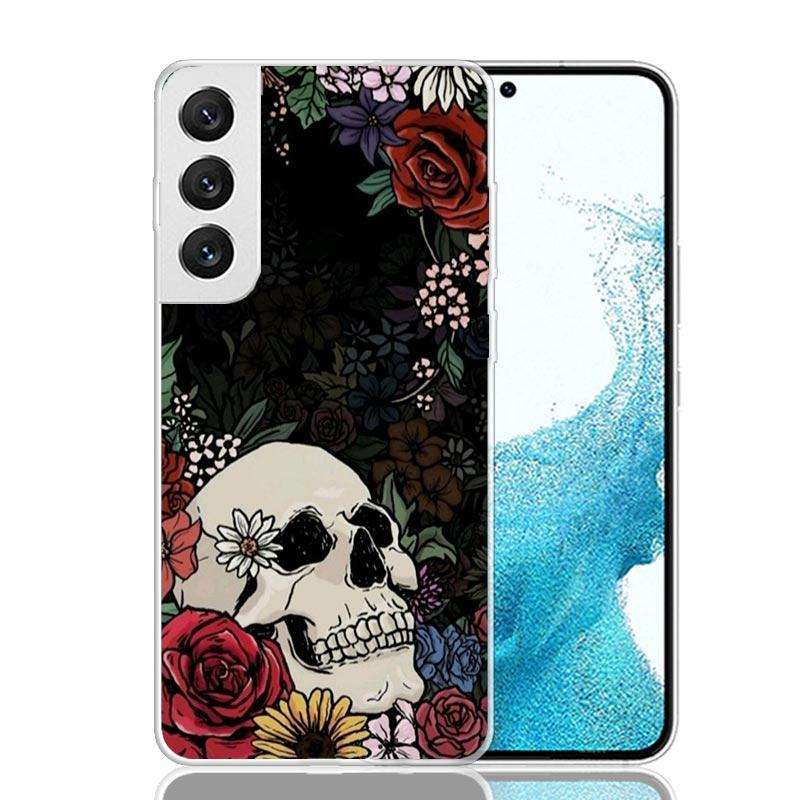 Human Skeleton Red Rose Phone Case For Samsung Galaxy S26 Ultra S23 S24 S25 Edge S20 FE S21 S22 Plus Soft Print Shell Cover Fund