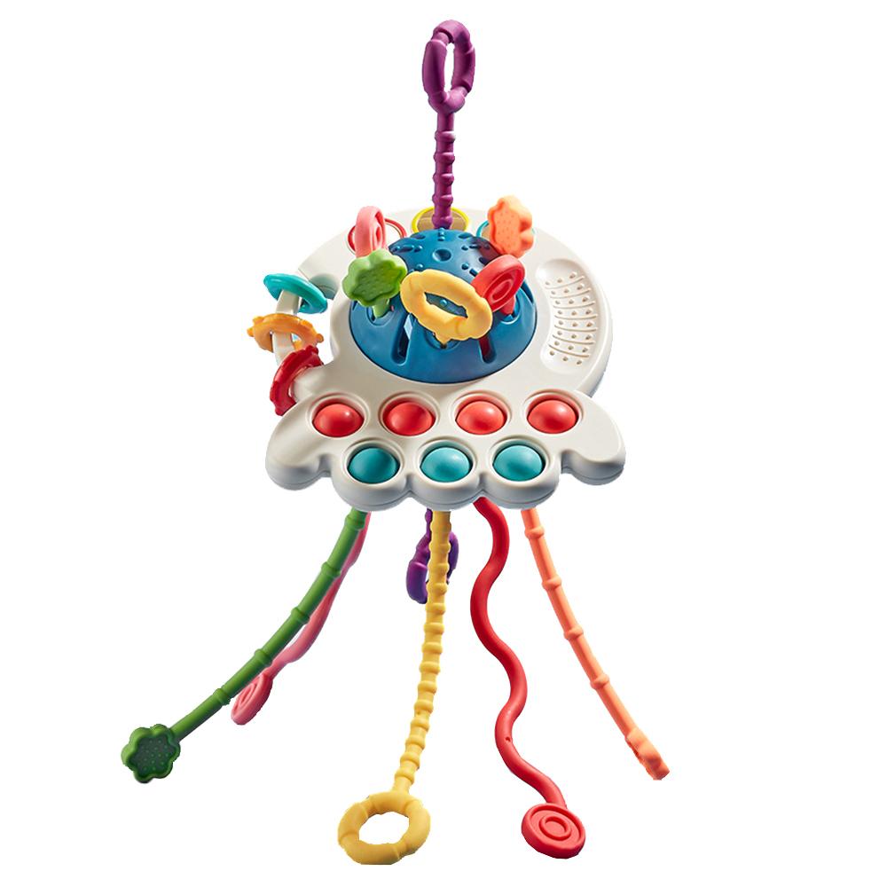 Pull String Toy for Baby Montessori Toys Sensory Toys for Toddlers Food Grade Silicone Baby Toys 6 to 12 Months First Brithday Gift for Boys Girls