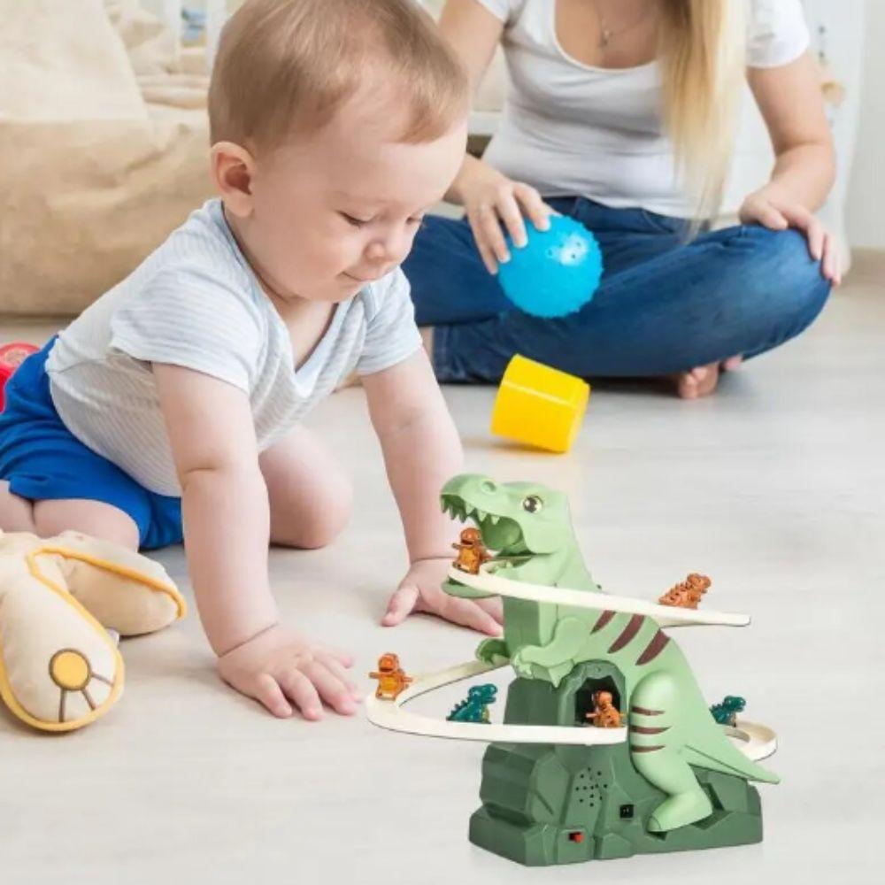 Music Dinosaurs Climbing Slide Plastic Cement Electric Slide Track Toy Car Girls
