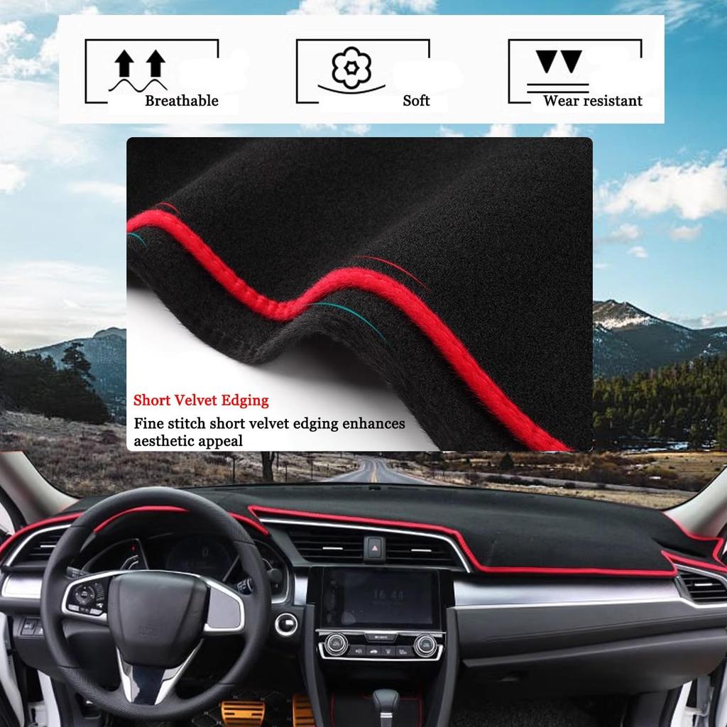 Чехол на приборную панель Коврик на приборную панель Ковер Индивидуальный крой для Honda Civic Купе Седан/Хэтчбек 2016 2017 2018 2019 2020 2021 Аксессуары Противоскользящий Центр