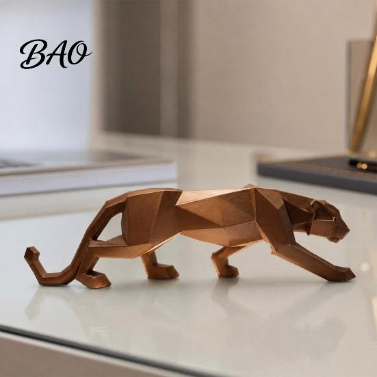 Прочная матовая статуэтка леопарда, 3D-печатная фигурка гепарда, компактная геометрическая граненная скульптура, фигурка животного в минималистичном стиле для декора дома и офиса