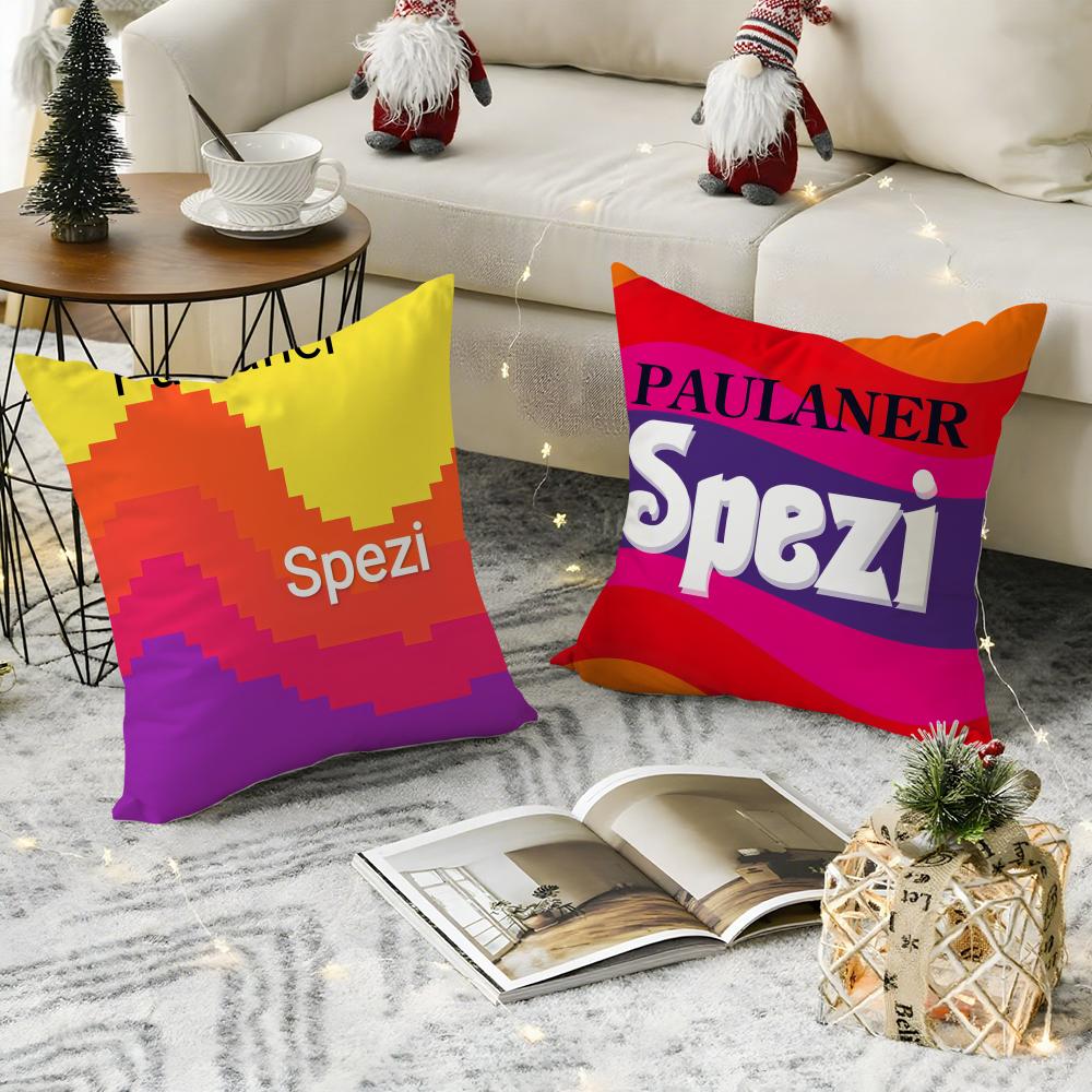 P-Paulaner Spezi Чехол на подушку с логотипом Дышащий льняной чехол на подушку Безопасный для кожи Домашний декор Наволочка на молнии