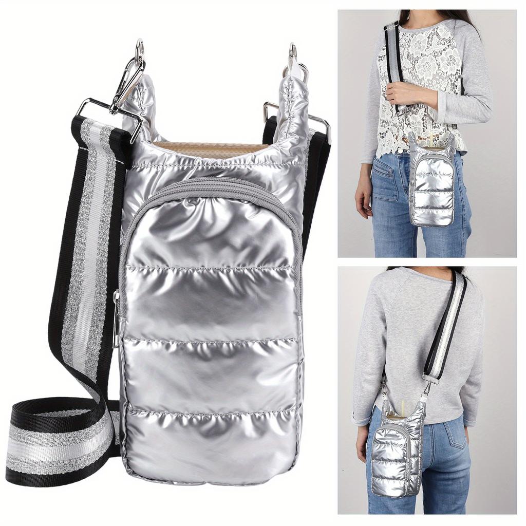 1 шт. Сумка-переноска для бутылки с водой, сумка-кроссбоди, рукав-держатель для бутылки с водой с плечевым ремнем, стеганый мягкий чехол для бутылки с водой, сумки