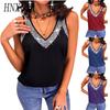 Summer Women's Solid Color Sequined Sleeveless Vest T-shirt Top