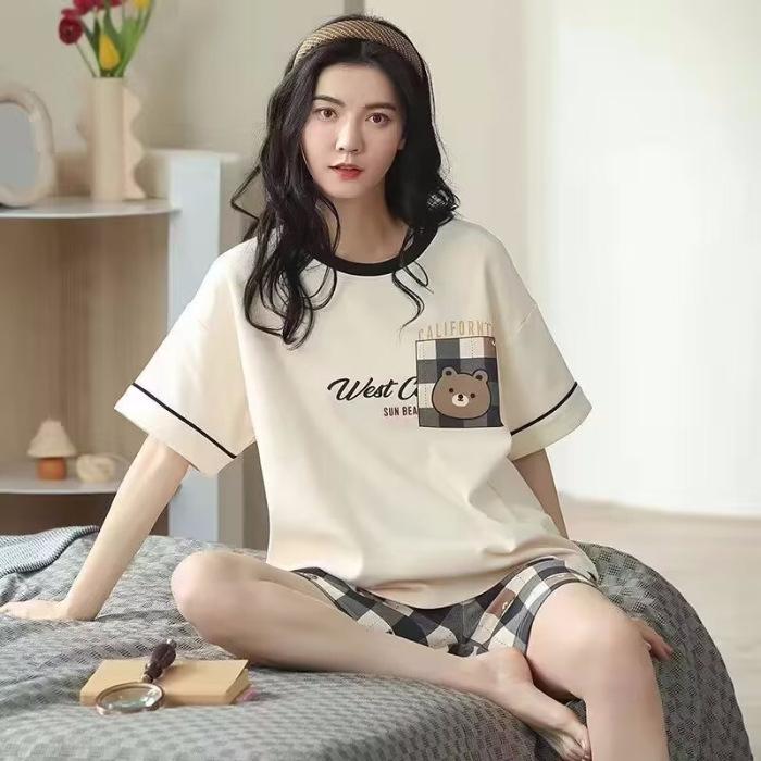 Летняя пижама женская домашняя одежда с короткими рукавами корейская версия студенческой милой и прекрасной женской домашней одежды большого размера
