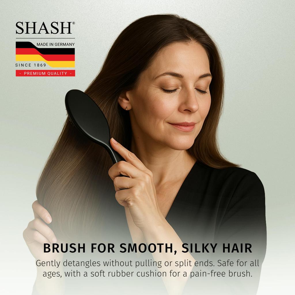 Handmade in Germany since 1869 Nylon and Boar Bristle Brush For Normal to Heavy and - Hair, Travel, Kids, (Medium)