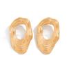 Fashion Metal Texture Glossy Stud Earrings Design Pleated Irregular Geometric Earrings