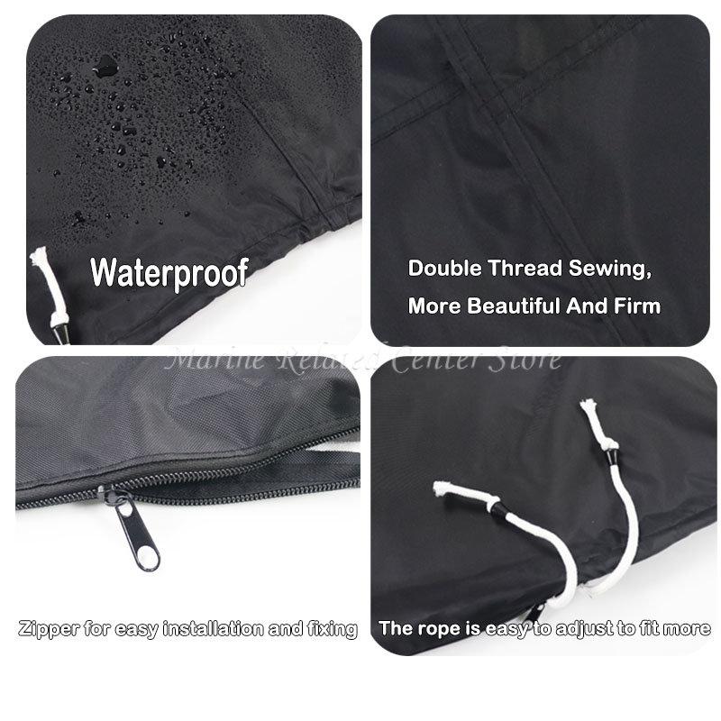 420D Black Boat Full Outboard Engine Cover Heavy Duty Engine Motor Covers Protector for 175-225HP / 250-350HP Waterproof
