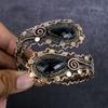Black Spinel Gemstone Handmade Copper Wire Wrap Cuff Bangle Adjustable H6c42