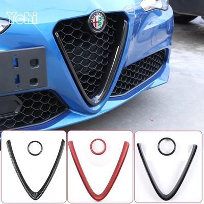 Для Alfa Romeo Giulia Stelvio 2017 2018 2022 ABS углеродное волокно/красный/черный передняя решетка декоративная рамка аксессуары