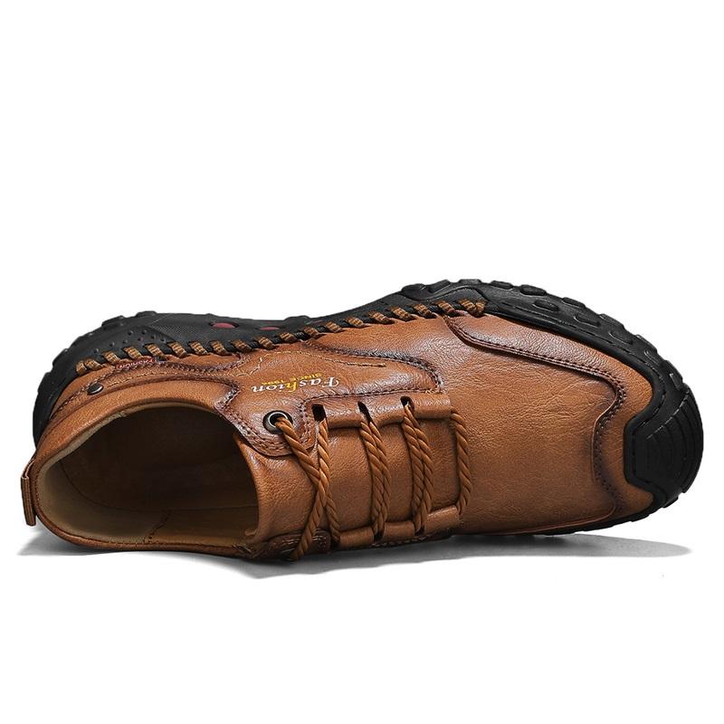 Модная мужская кожаная повседневная обувь, дышащая обувь ручной работы, мягкая рабочая обувь с низким верхом, кожаные ботильоны