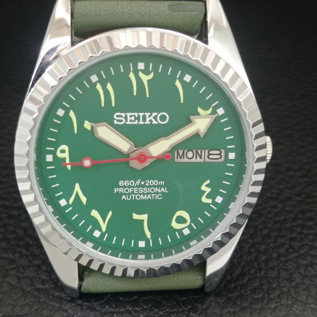 AUTOMATIC VINTAGE REFURBISHED SEIKO 6309A JAPAN MENS GREEN DIAL WATCH a442554-1