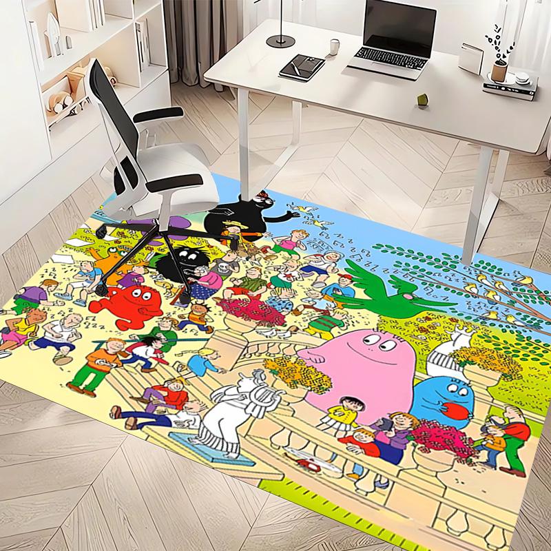 1pc Barbapapa1 Print Area Rug - Soft, Washable Non-Slip Indoor Mat, Living Room, Home Office Decorative Rug,Office Decorative