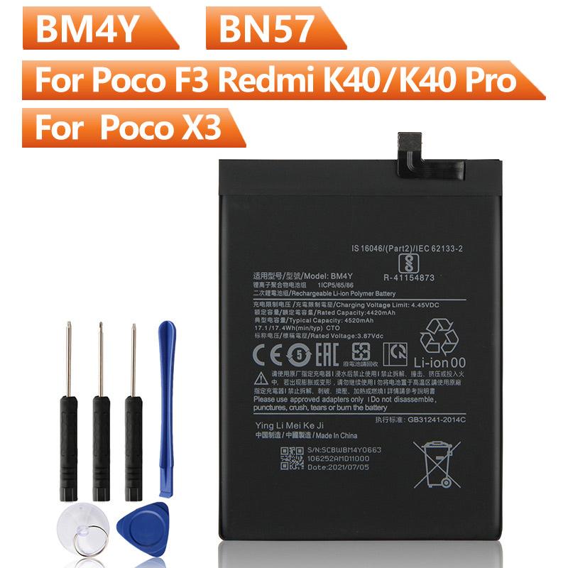 Replacement Phone Battery BM4Y BN57 For Xiaomi Poco F3 Poco X3 Poco X3 Pro Redmi K40 Pro + Free Tools