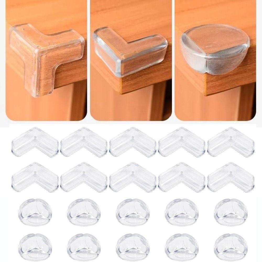 10Pcs Pre-Taped Adhesive Furniture Corner Guard Transparent Edges Safety Bumpers Sharp Corners