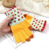 Creative Full Finger Windproof Knit Gloves For Women Floral Print Touch Screen Cycling Gloves