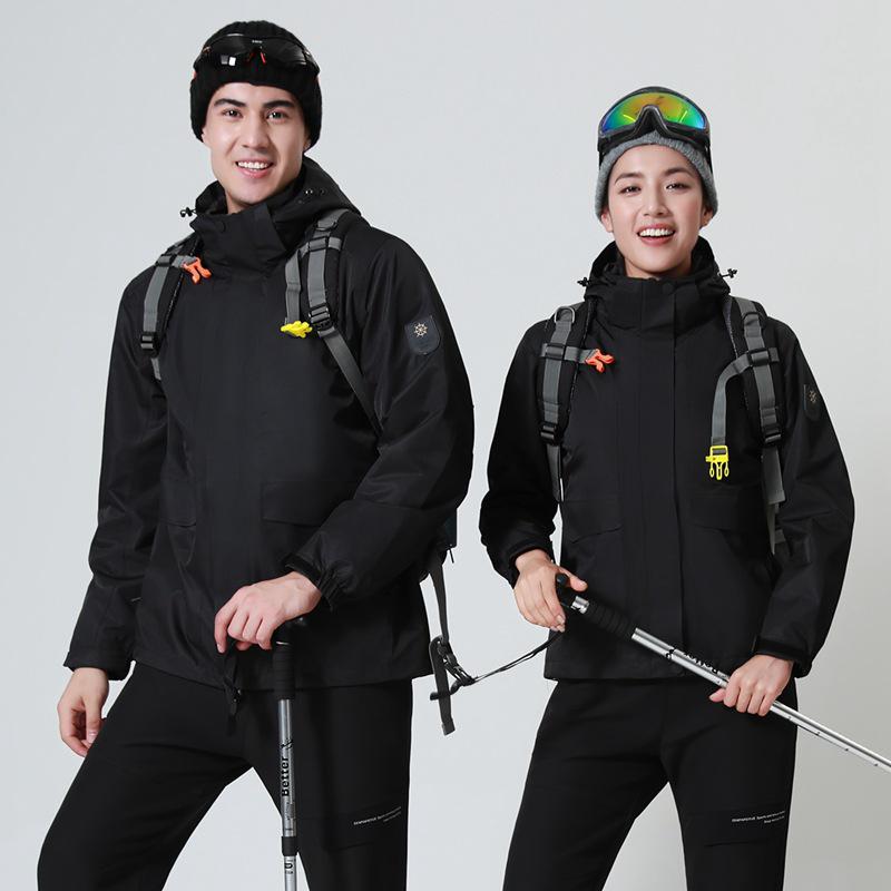 Мужская и женская отстегивающаяся флисовая ветровка три в одном: Ветрозащитная, Водонепроницаемая, Теплая куртка для пеших прогулок для пар.