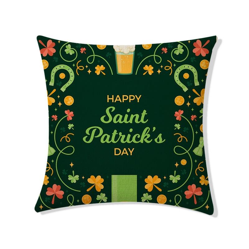 St. Patrick's Day Pillow Home Waist Pillow Four-leaf Clover Sofa Cushion Cover Pillow Cover