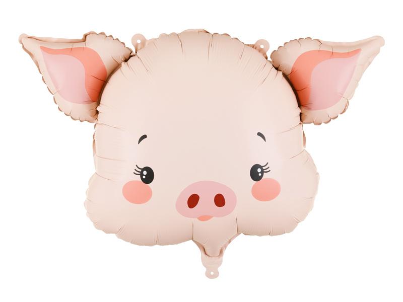 Balon Foliowy Świnka Głowa Świnki Różowy 61X36Cm