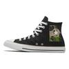 Converse Chuck Taylor All Star Камуфляжная нашивка Винтажные высокие парусиновые кеды Унисекс Черно-белые