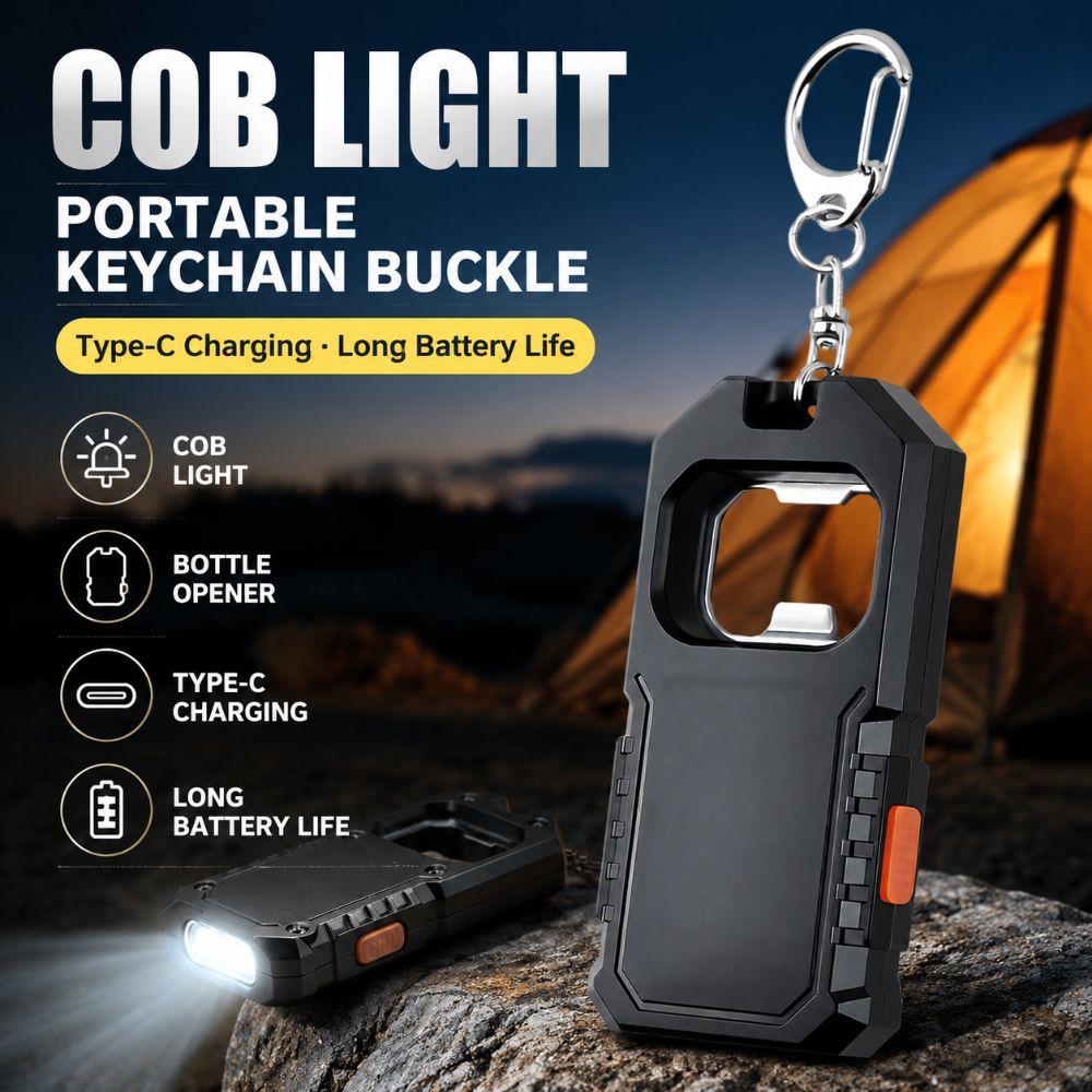 USB Rechargeable Working Light LED COB Emergency Lantern Keychain Flashlight Outdoor