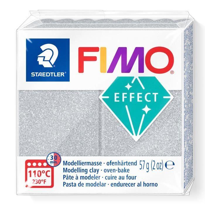 Pâte à modeler polymère - FIMO - Paillettes Argent - 57 g - Douce et malléable - Pour bijoux et déco