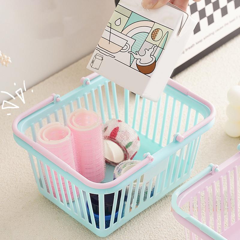 Новый пластиковый органайзер для корзин, портативный ящик для хранения покупок, настольный органайзер для игрушек, фруктов, канцелярских принадлежностей, домашние корзины для хранения