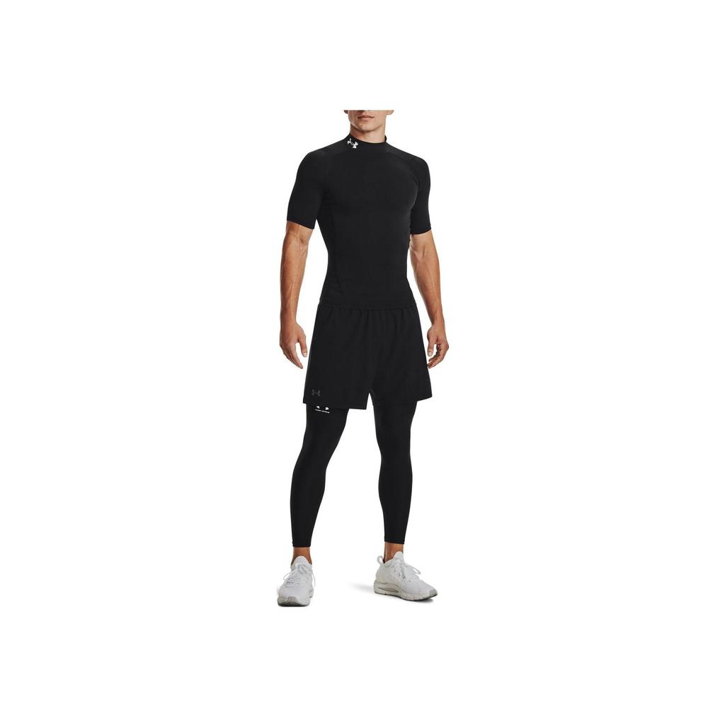 Under Armour Однотонная компрессионная футболка с высоким воротником и коротким рукавом для мужчин, черная 1372586-001