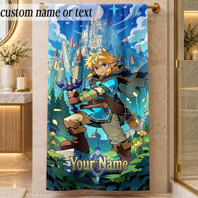 Beach TowelZelda Custom Name Text Personalized Soft Towel for Beach Pool Indoor Home Decor Gift