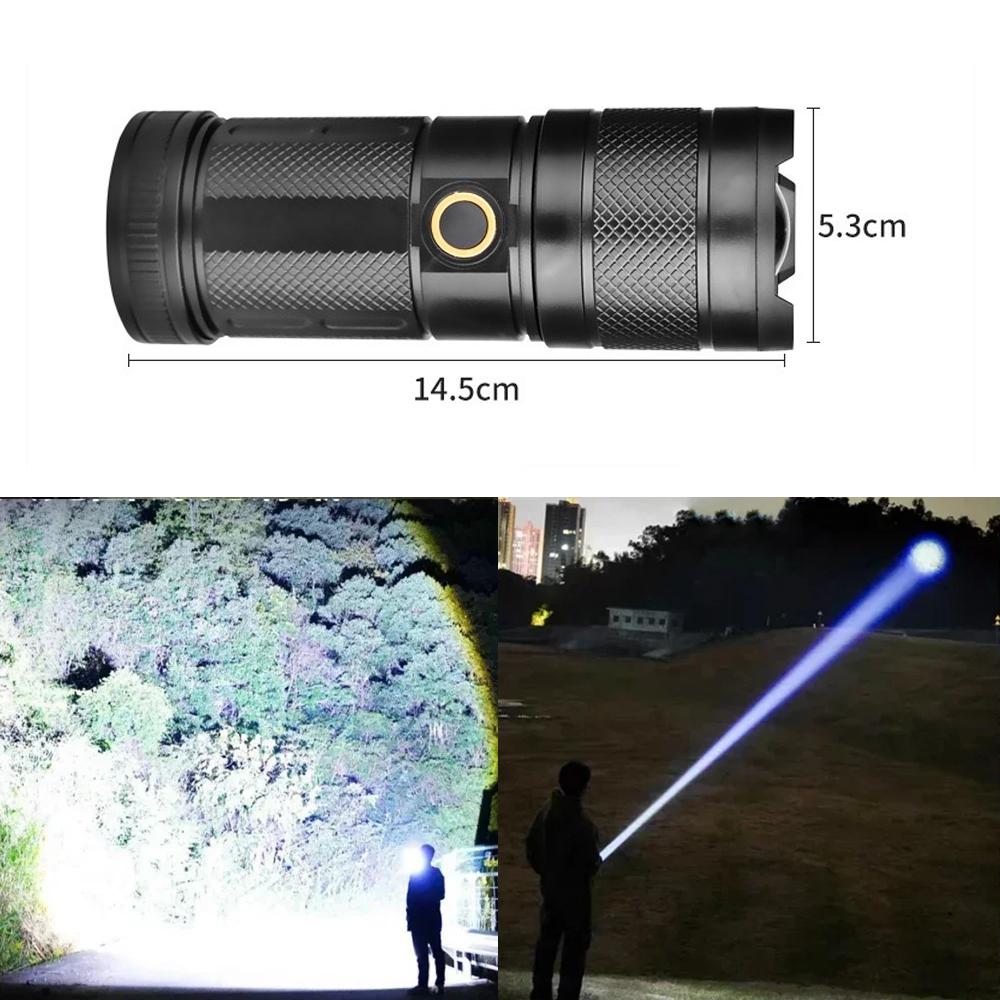 Мощный белый лазерный фонарь, мощный светодиодный фонарь COB, яркий тактический фонарь, многофункциональный пластиковый фонарь для кемпинга