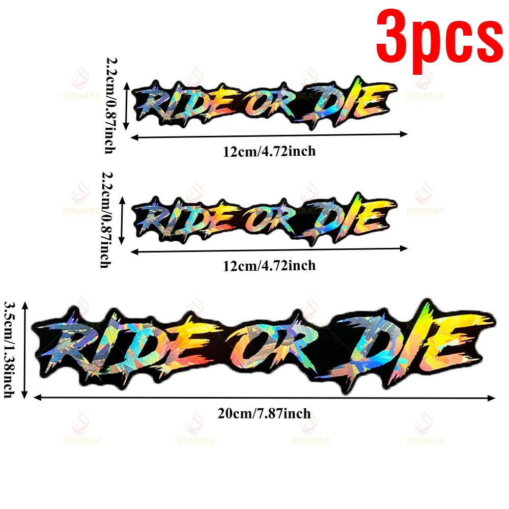 3 шт. Забавная наклейка на мотошлем RIDE OR DIE, водостойкая, для самостоятельного оформления мотоцикла, велосипеда, обтекателя, топливного бака, багажника, скутера, виниловая декаль
