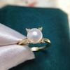 SHDIYAYUN  18k Gold Plated Simple Four Claws Natural Freshwater Pearl Ring Jewelry Women