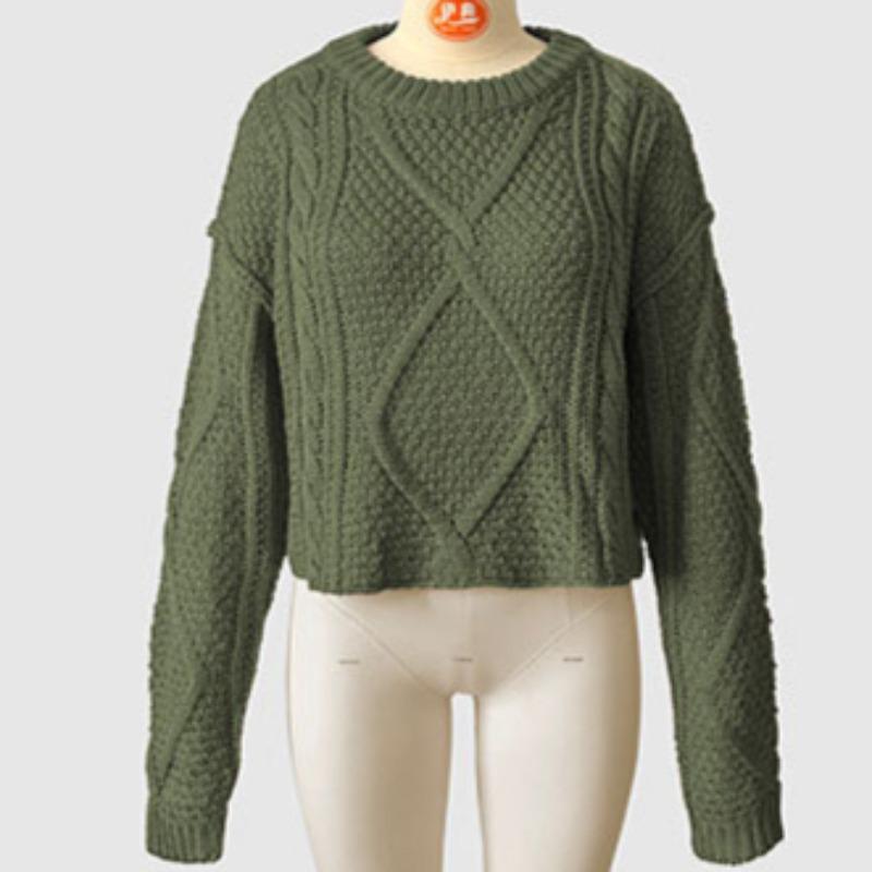 Осенне-зимний женский свитер большого размера с витыми пуговицами, свободный объемный вязаный свитер