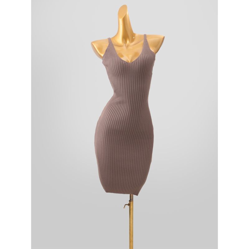 European and American Sexy V-neck Sleeveless Sling Dress Women Autumn and Winter New Slim Fit Slimming Split Knitted Sheath Long Dress