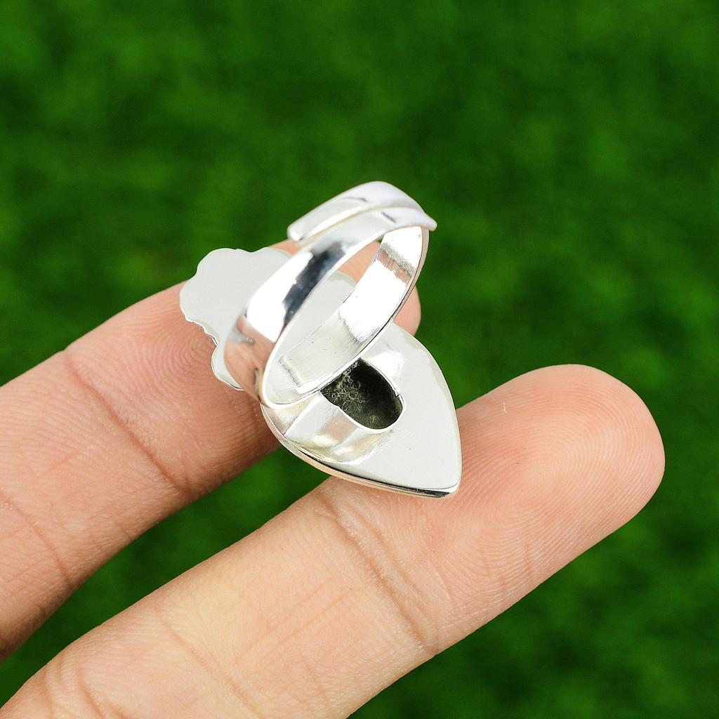 Подарок для нее Кольцо с натуральным рубином, цоизитом и мультикамнем в виде цветка, регулируемое, серебро 925 пробы