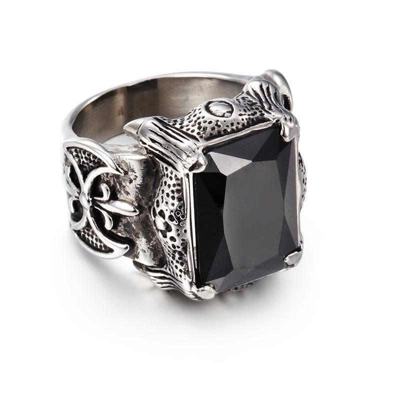 Stainless Steel Hand Jewelry Vintage Punk Gothic Special Ruby Men'S Titanium Steel Casting Ring