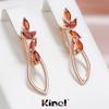 Длинные серьги Kinel с красным цирконием для женщин, повседневные модные украшения, висячие серьги цвета розового золота